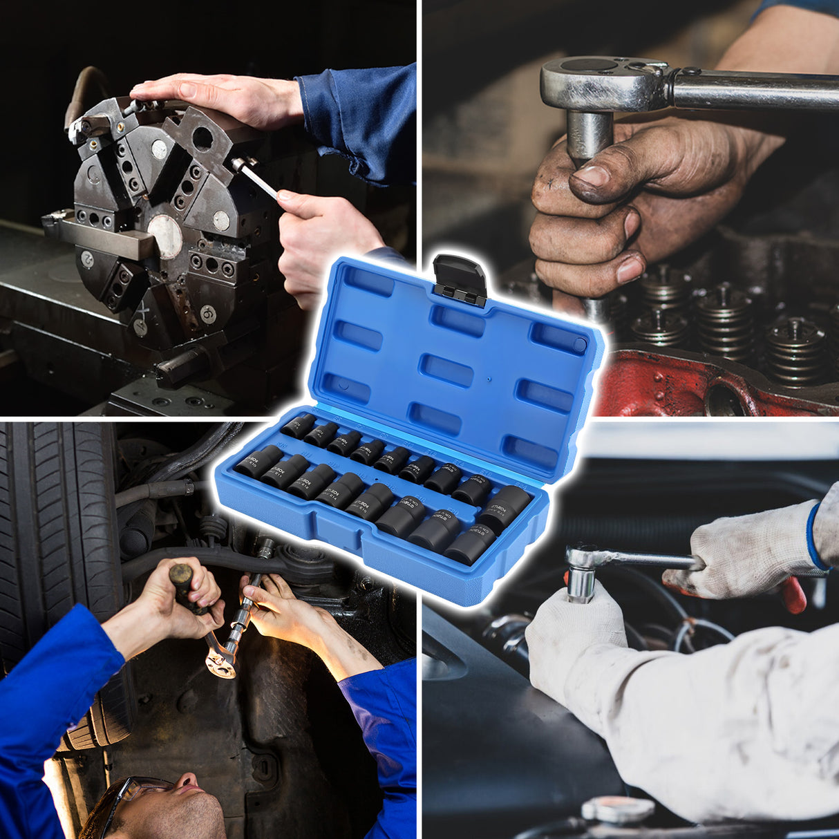 17pcs Impact E Torx Female Sockets Set — E5-E24 3/8'' & 1/2'' Drive