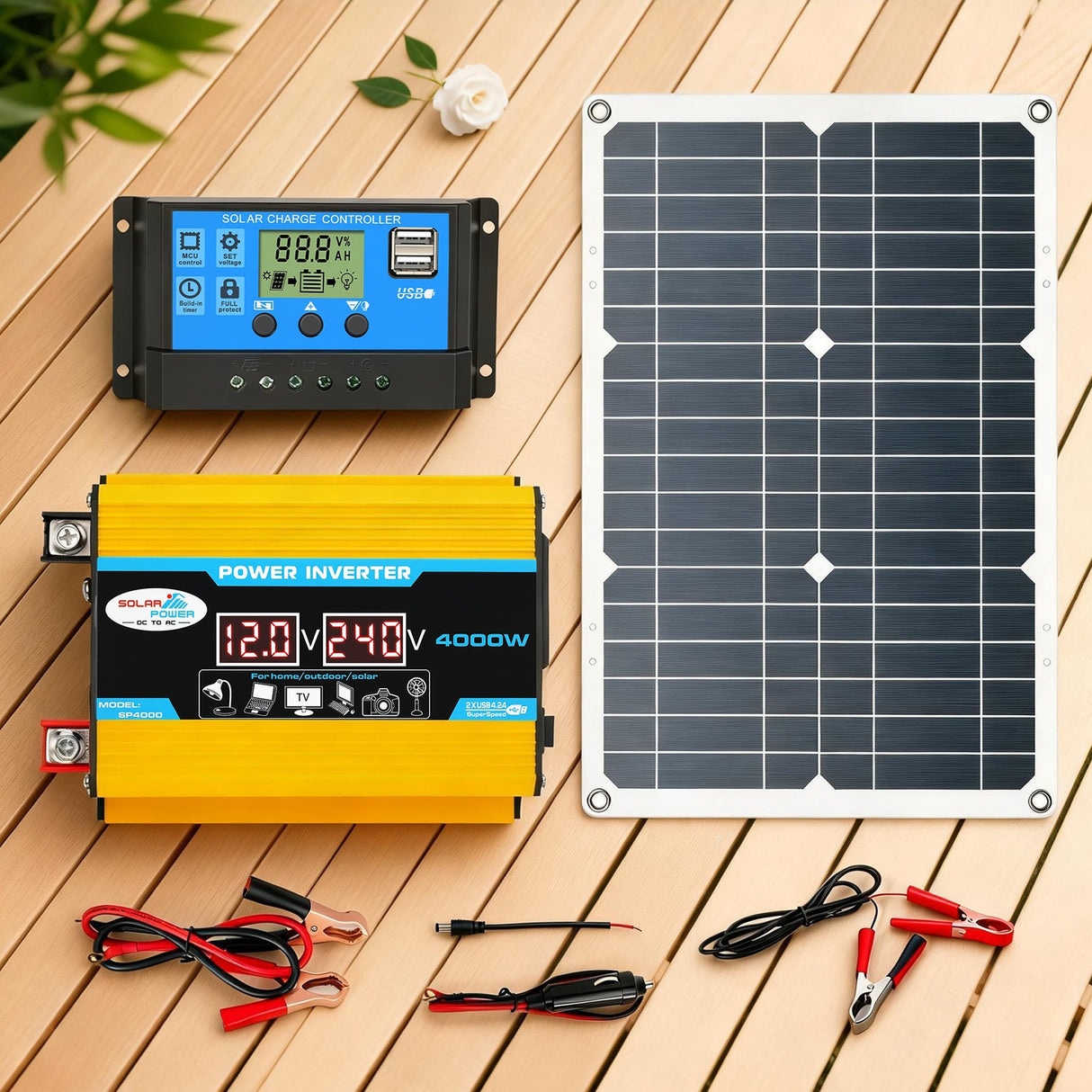 4000W Solar Panel Kit with 12V Inverter & Controller