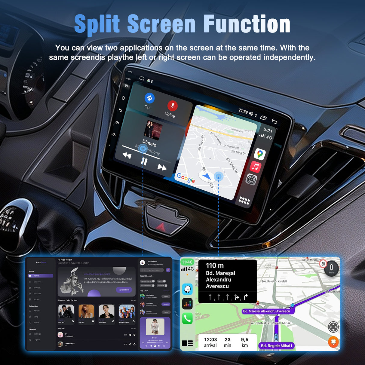 9'' Apple Carplay Android 14 AHD DAB+ Radio Stereo 2+32G — Ford Transit Custom 2012-2021