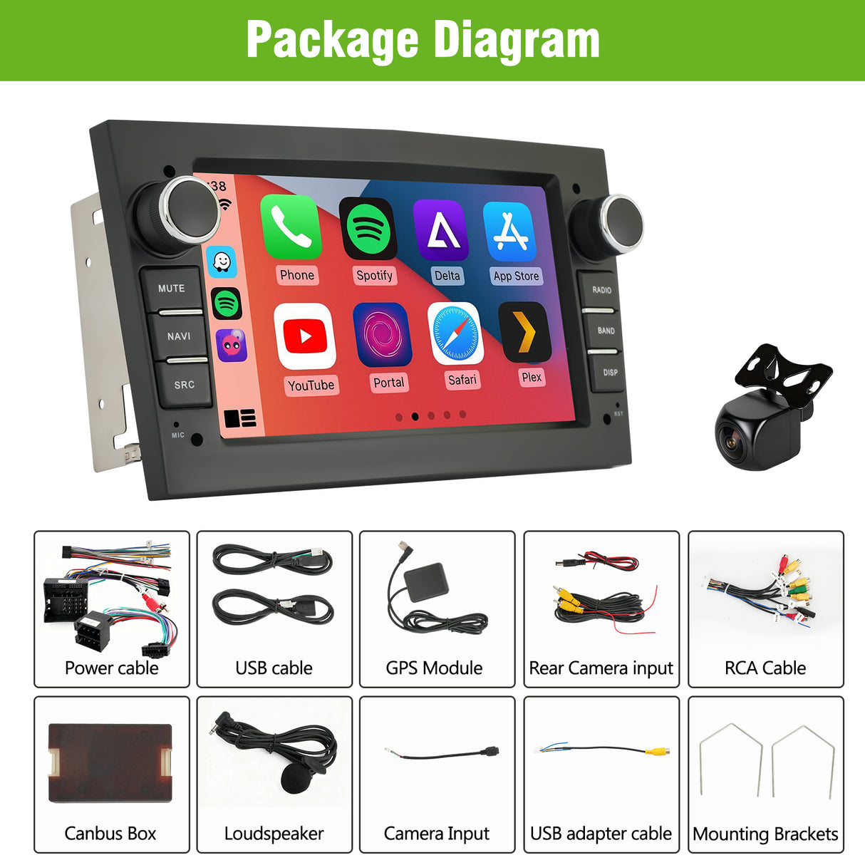 7'' Apple Carplay Android 14 Radio Stereo — Vauxhall Corsa 2006-2014