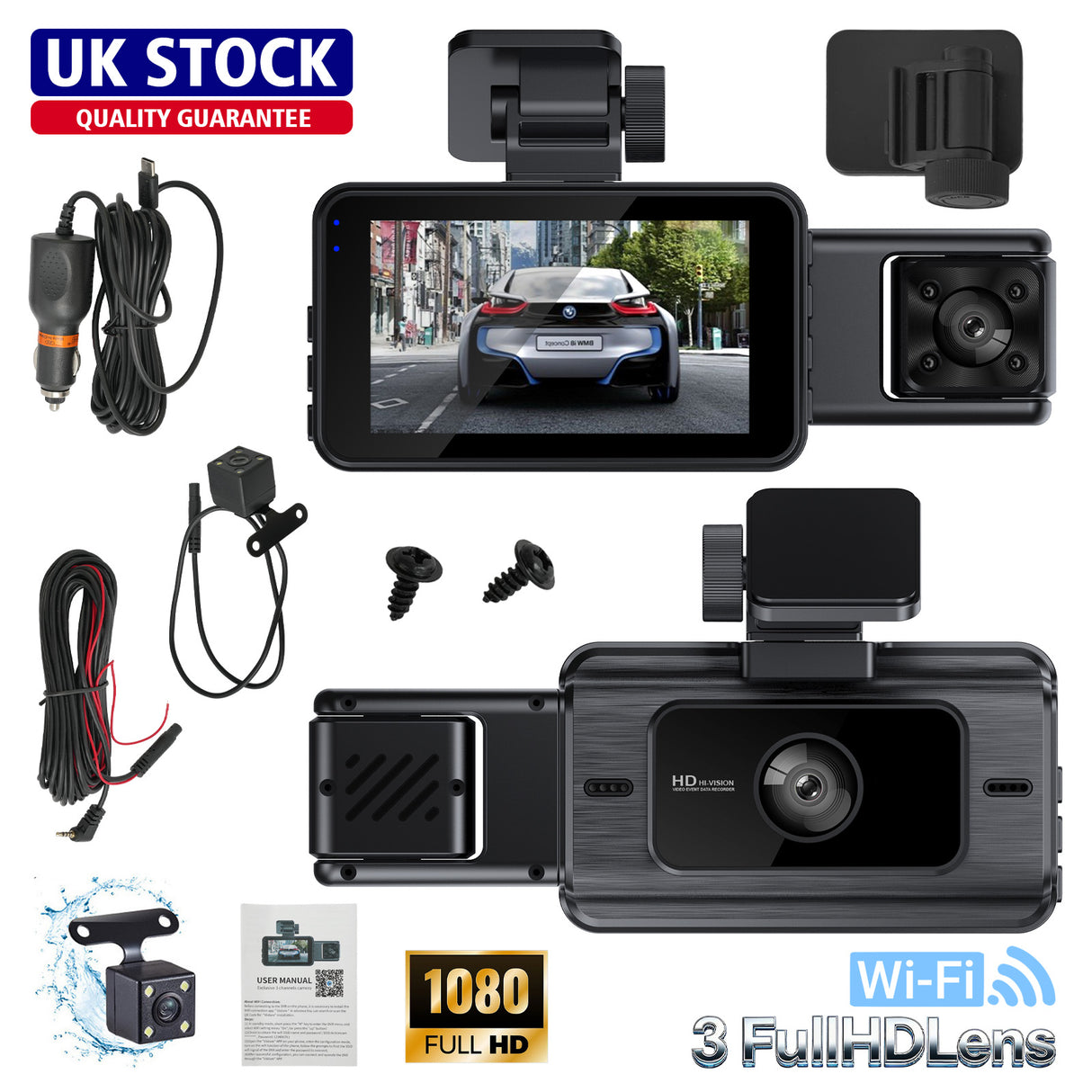 3" IPS 1080P WiFi Dash Cam with Front & Rear Camera (18)