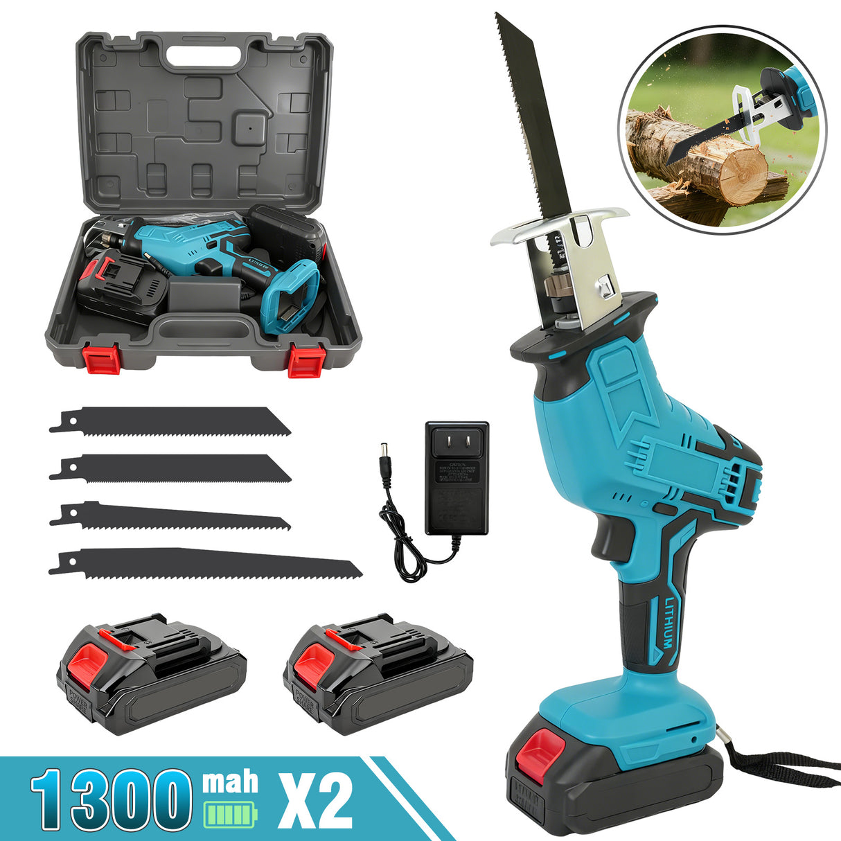 21V Reciprocating Saw Kit with Batteries & Charger & Blades