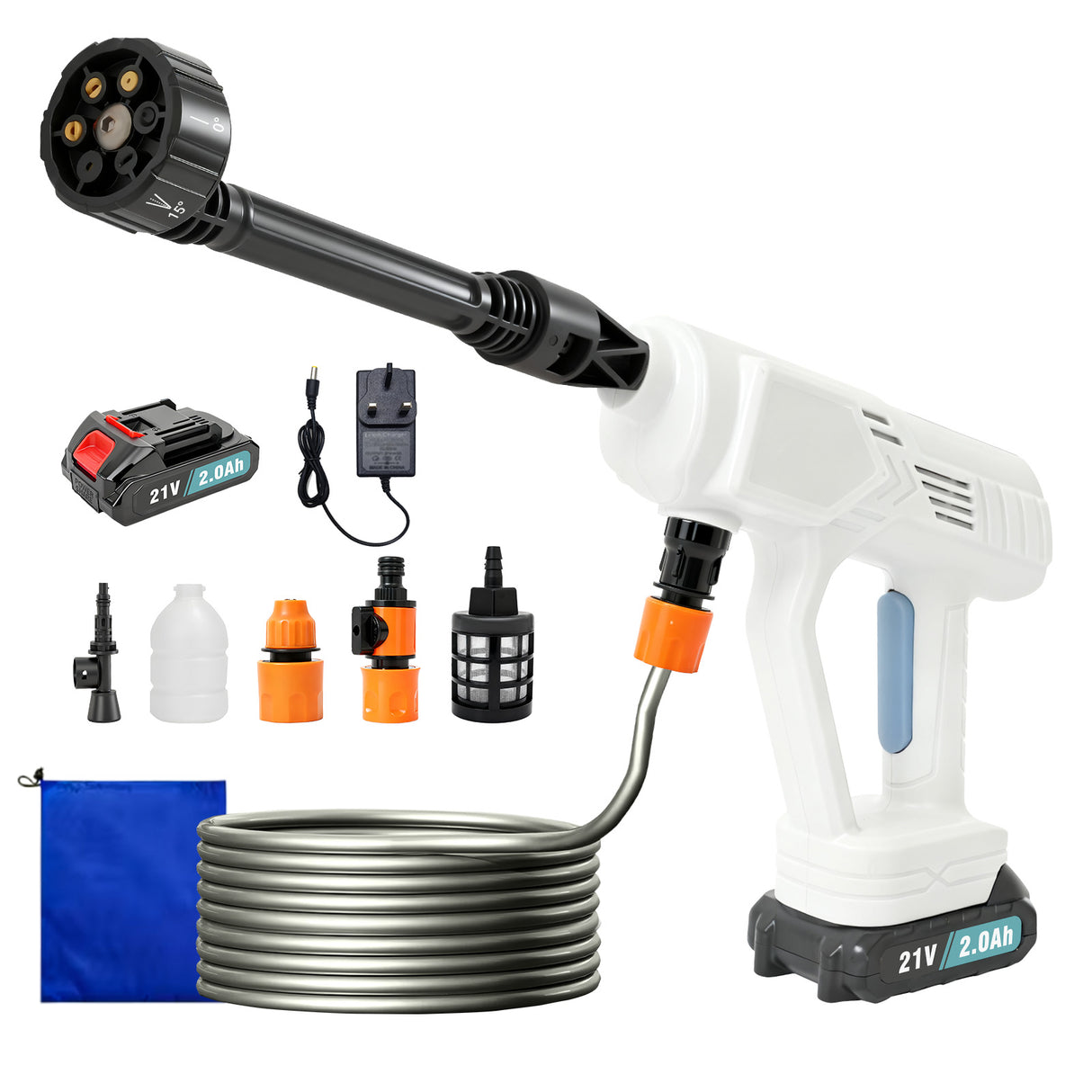 21V Cordless Pressure Washer with 6-in-1 Nozzle Compact Kit