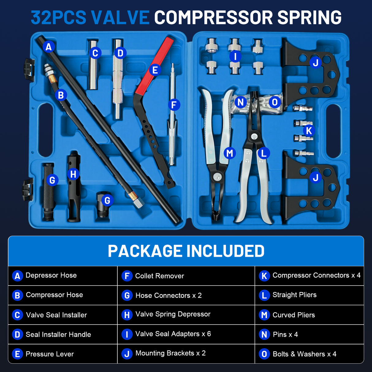 39pcs Valve Cylinder Head Spring Compressor Tool Kit for Car Engine