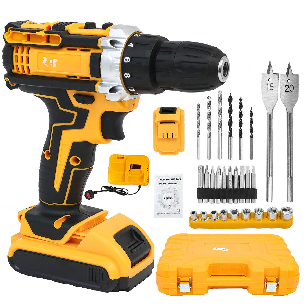 21V Cordless Impact Drill Kit with Batteries & Charger