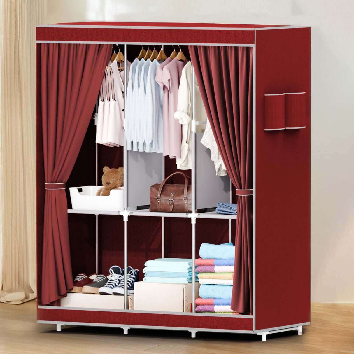 Spacious Fabric Wardrobe Closet Storage Organizer for Bedroom