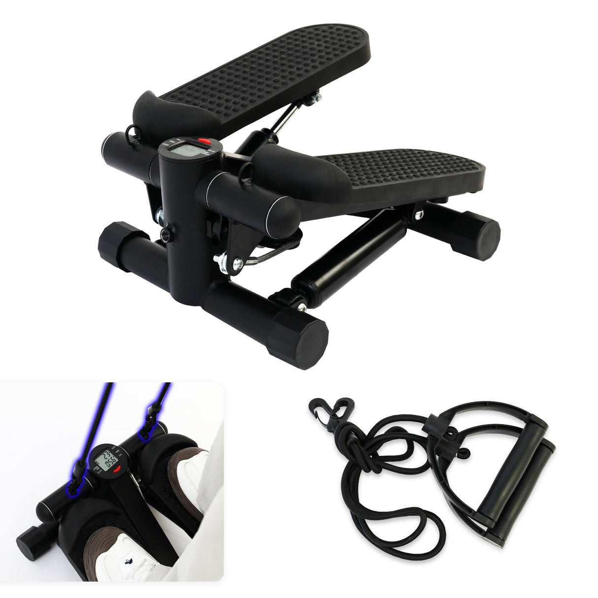 Multifunctional Mini Stepper with Resistance Bands for Home Fitness