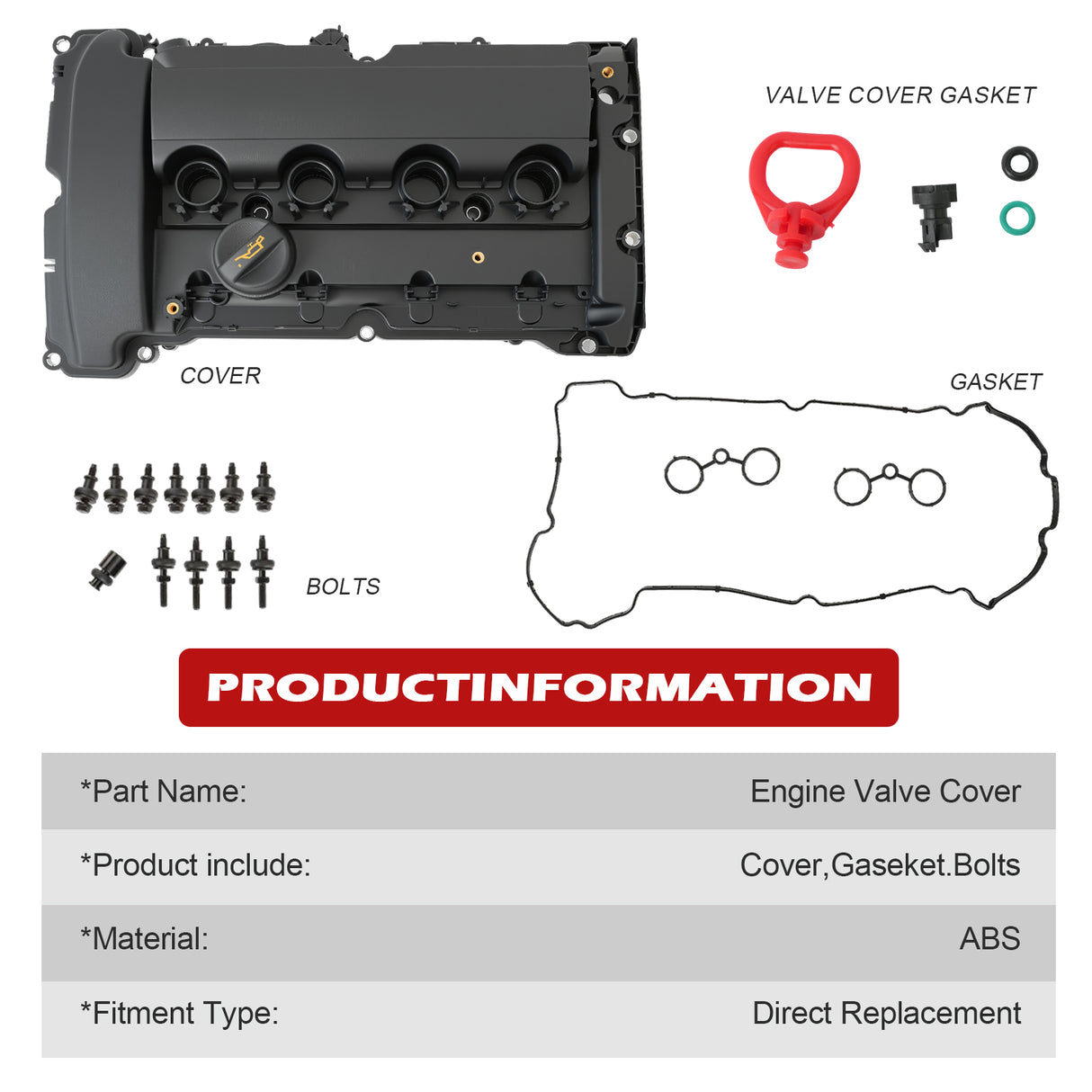 Engine Valve Cover 11127646555 for Mini Cooper R55 R56 R57 R58 R59 1.6