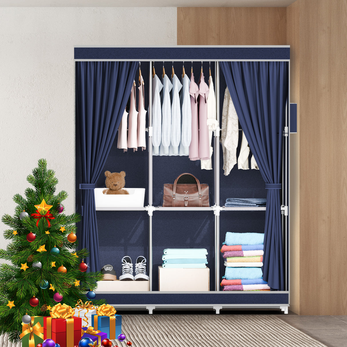 Spacious Fabric Wardrobe Closet Storage Organizer for Bedroom
