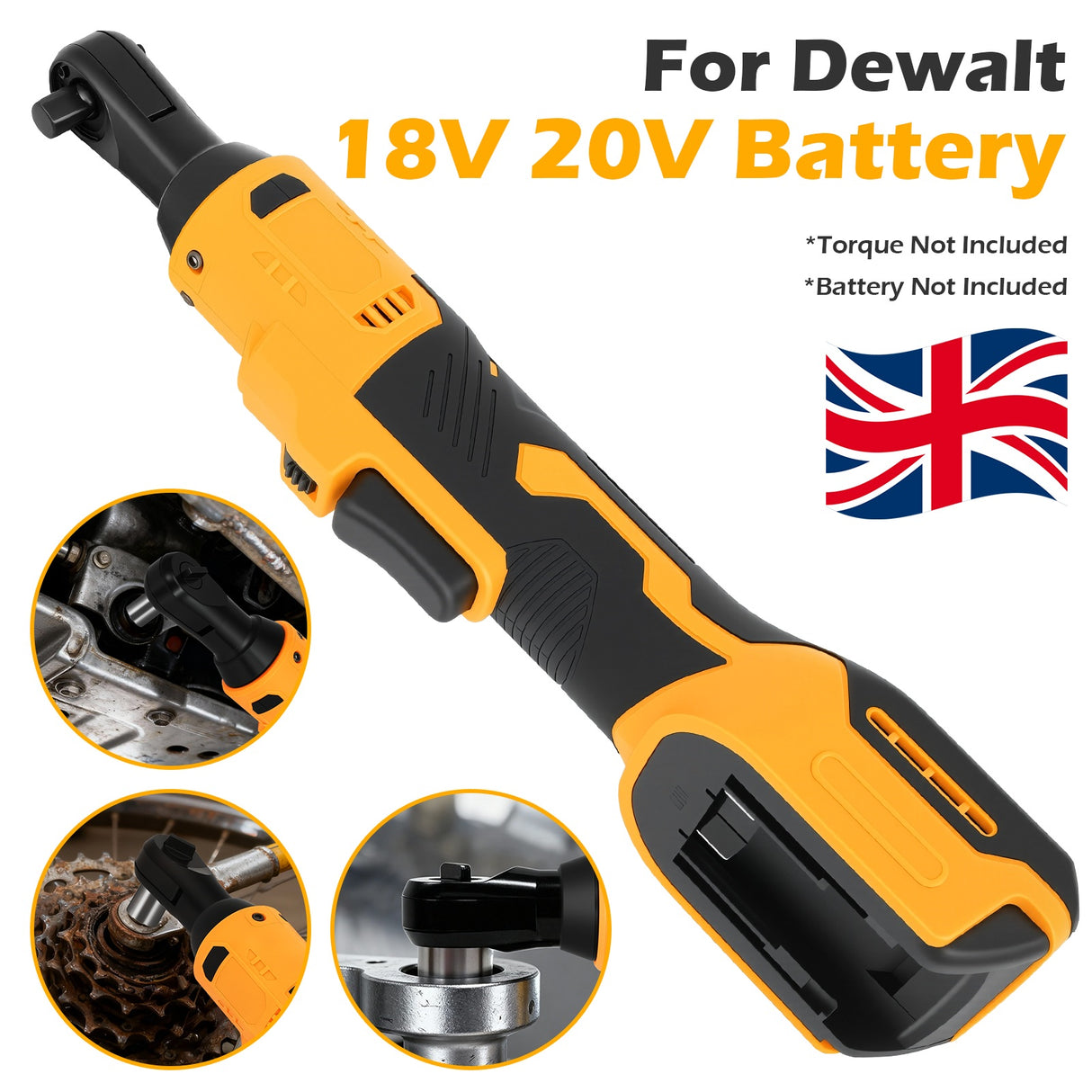 3/8" Brushless Cordless Ratchet Wrench For Dewalt 18V/20V Batteries