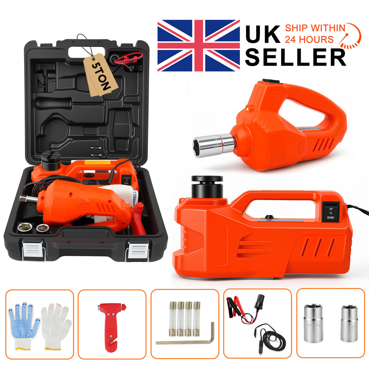 5T Electric Hydraulic Jack with 15–45cm Lifting Range