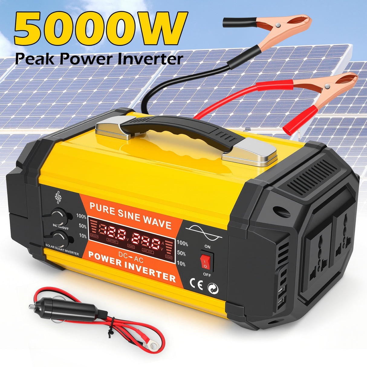 5000W 12V to 220V Car Power Inverter with 2 AC & USB Ports