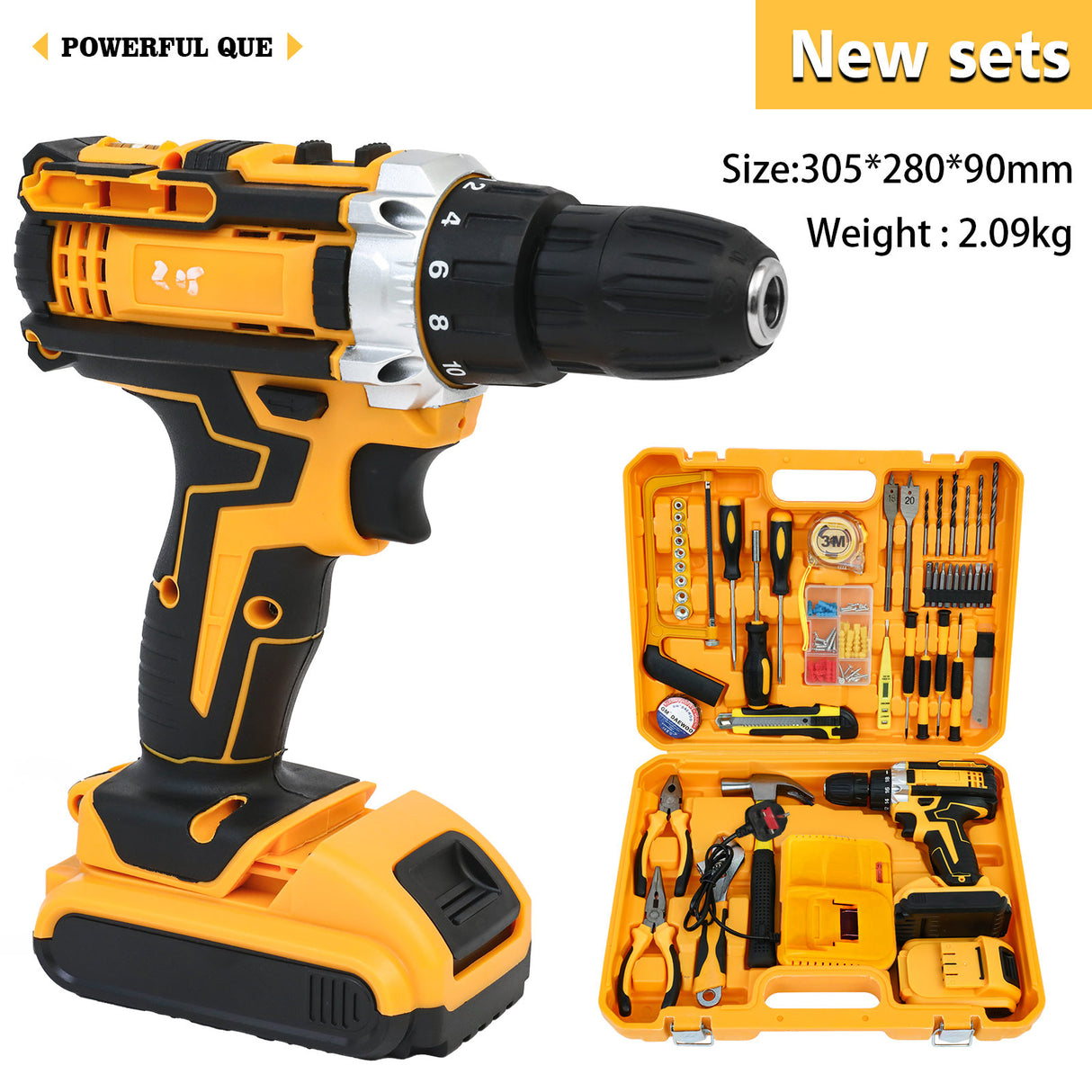 21V Cordless Impact Drill Kit with Batteries & Charger