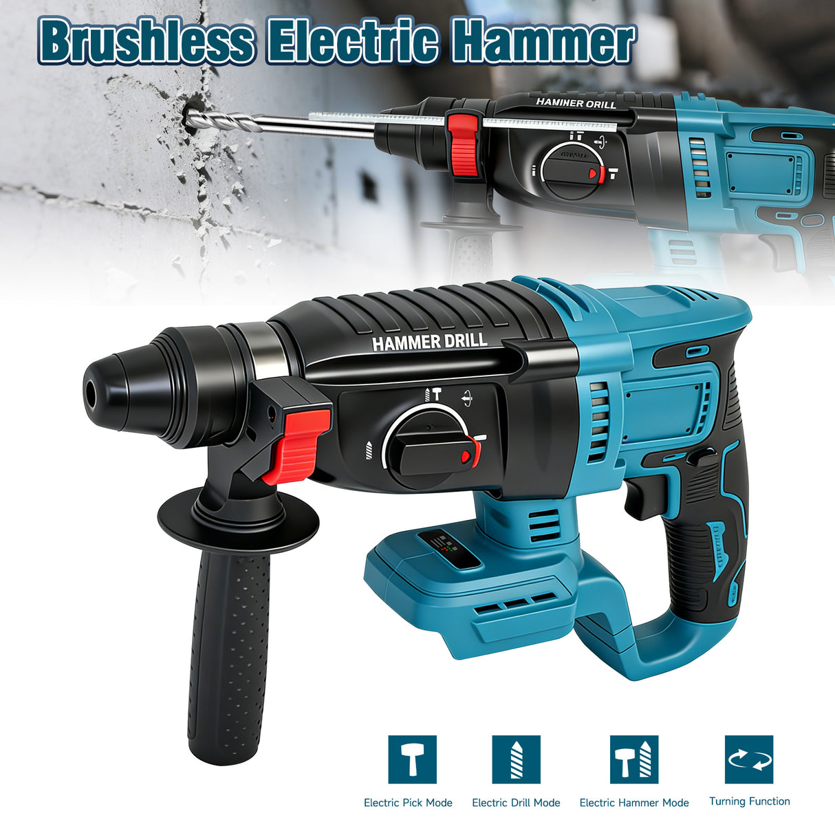 18V Brushless Cordless Hammer Drill Driver with Dual Function