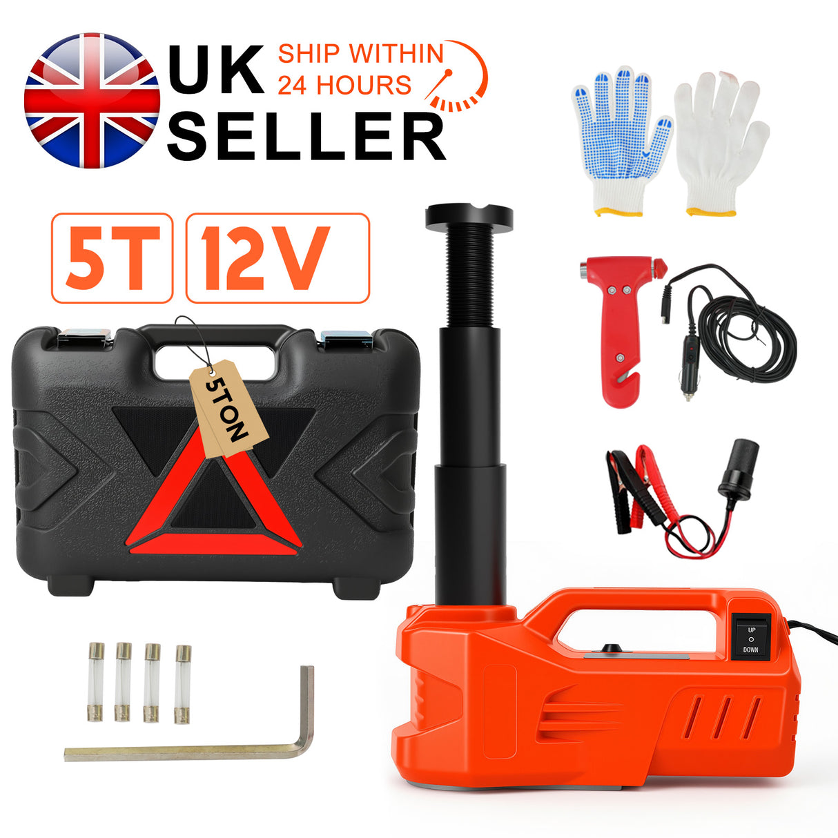 5T Electric Hydraulic Jack with 15–45cm Lifting Range