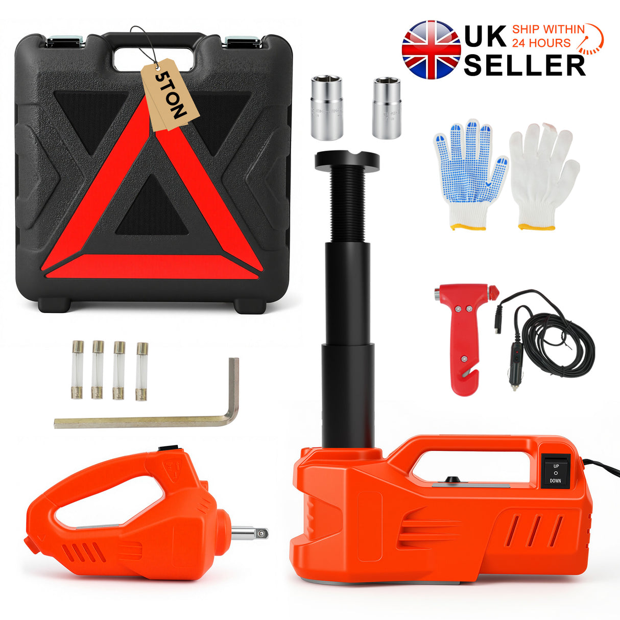 5T Electric Hydraulic Jack with 15–45cm Lifting Range