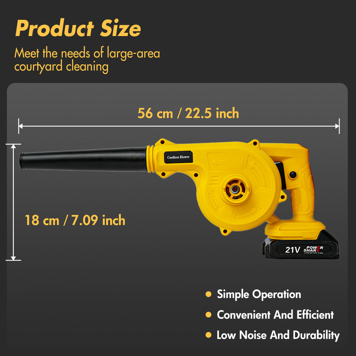 21V Cordless Leaf Blower with Batteries & Charger