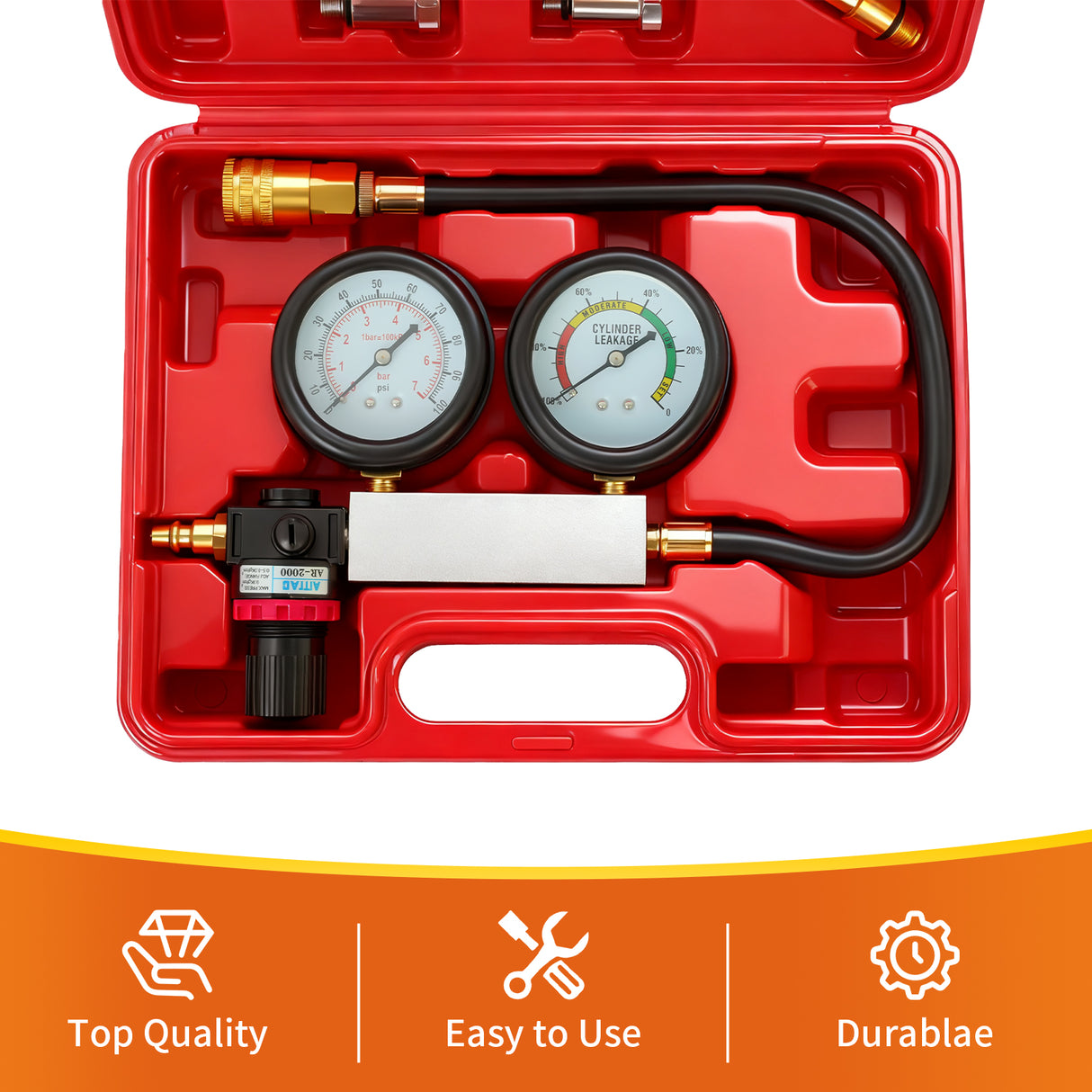 Petrol Engine Cylinder Compression Leak-Down Tester Kit