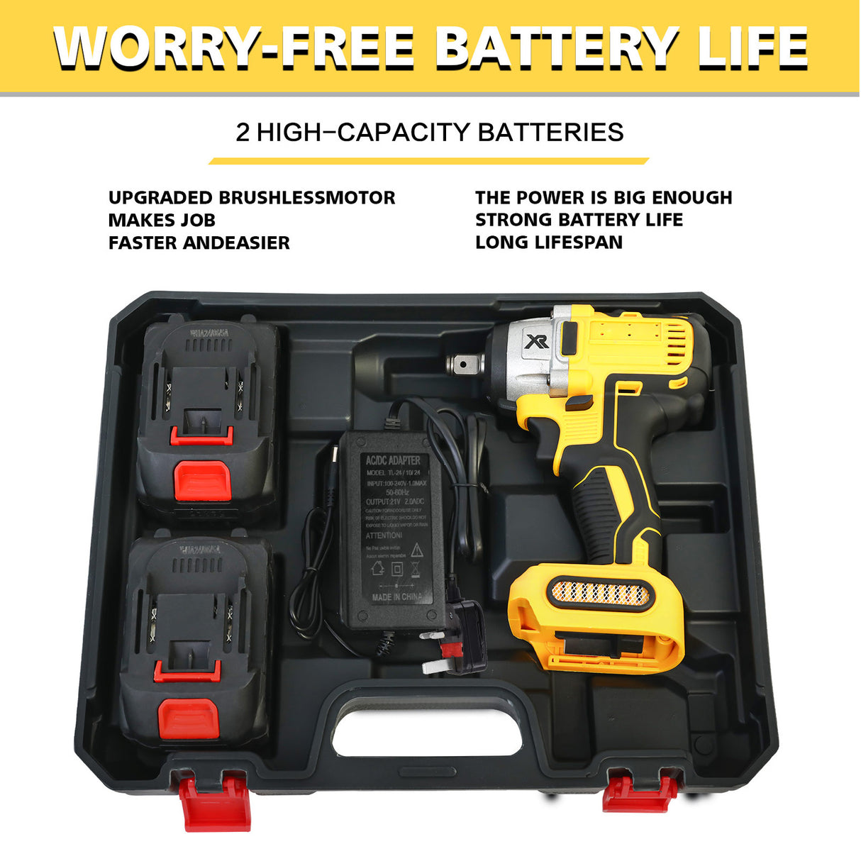 380Nm Brushless Cordless Impact Wrench Kit with Battery