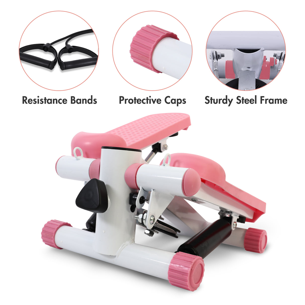 Multifunctional Mini Stepper with Resistance Bands for Home Fitness