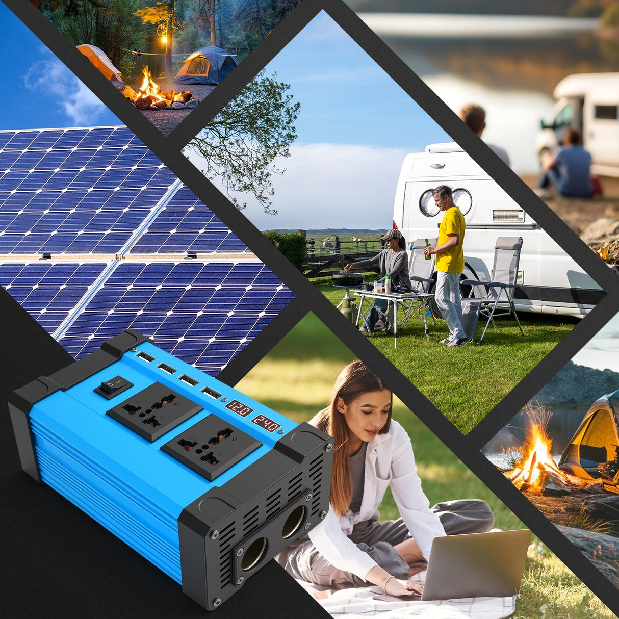 5000W 12V to 220V Car Power Inverter with 2 AC & 4 USB-A