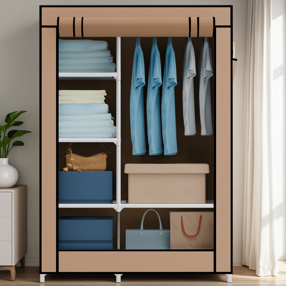 Compact Portable Fabric Wardrobe Closet Storage Organizer for Bedroom