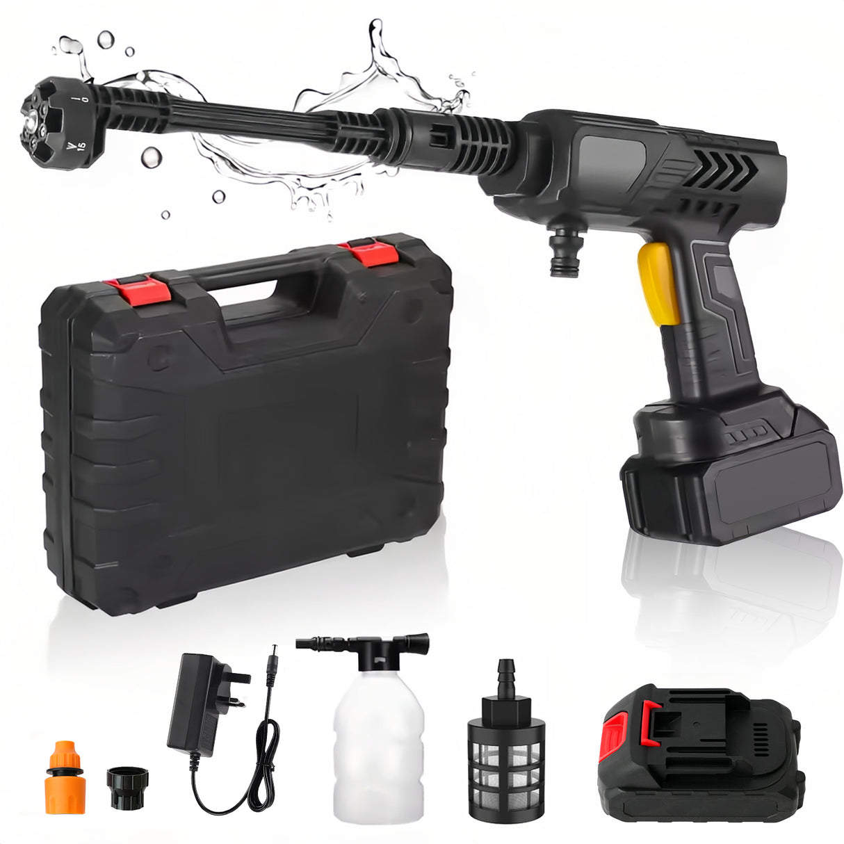 6-in-1 Cordless Pressure Washer with 10m Hose and Battery Kit