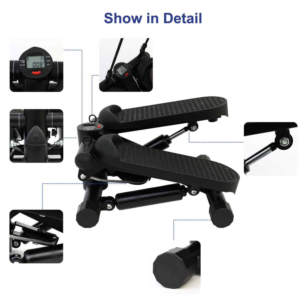 Multifunctional Mini Stepper with Resistance Bands for Home Fitness