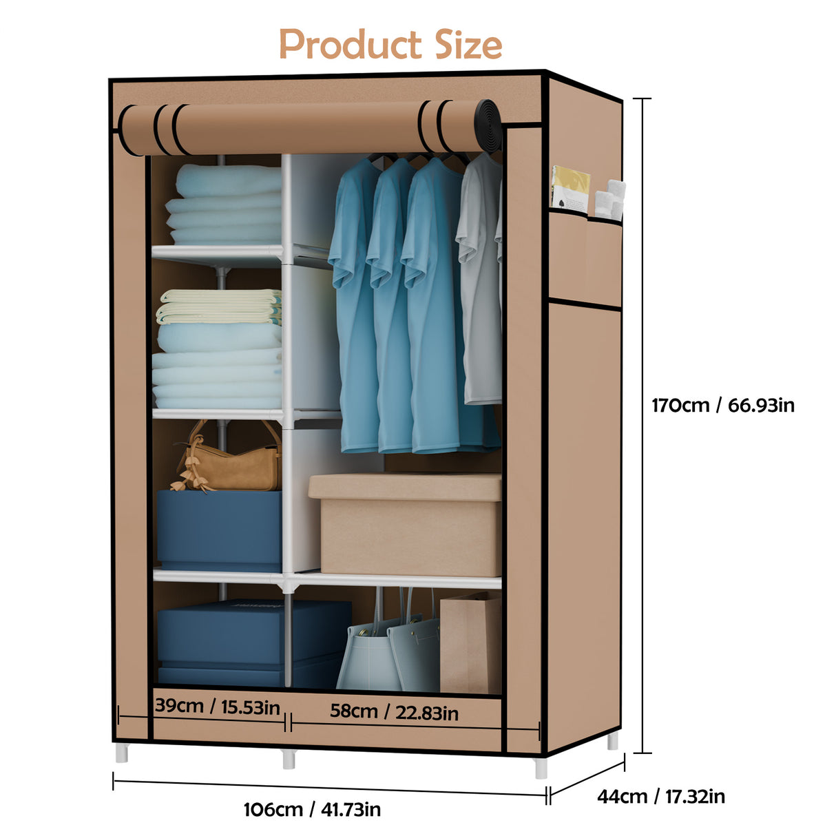 Compact Portable Fabric Wardrobe Closet Storage Organizer for Bedroom