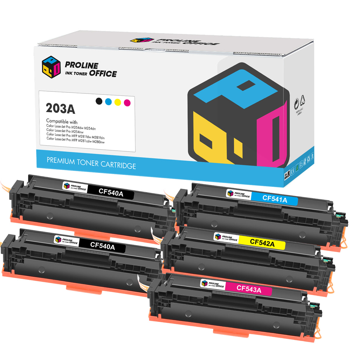 Compatible HP 203A Toner Cartridges 5pk
