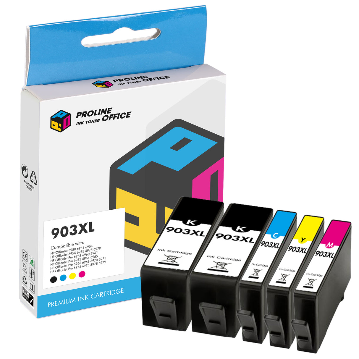 Compatible HP 903/903XL Ink Cartridges 5pk