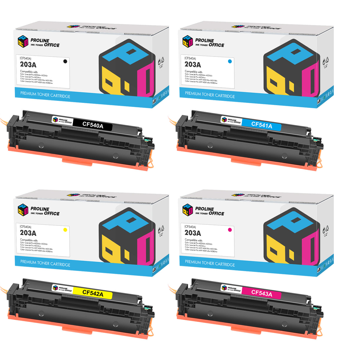 Compatible HP Color LaserJet Pro M254dw Toner Cartridges 4pk