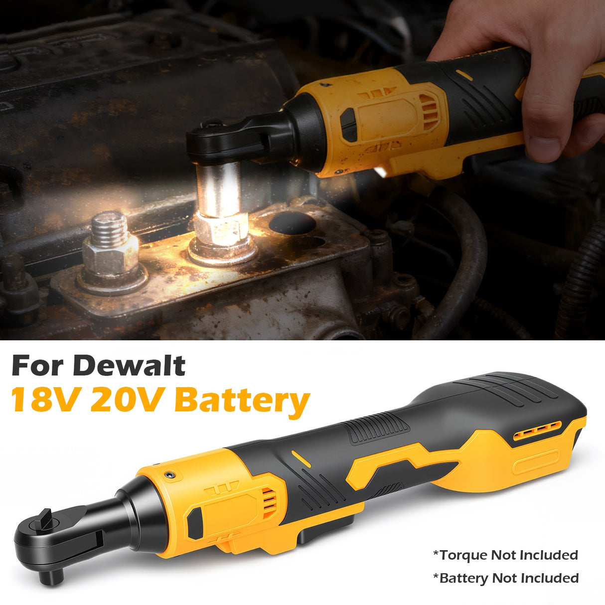3/8" Brushless Cordless Ratchet Wrench For Dewalt 18V/20V Batteries