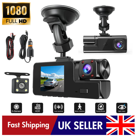 2" Triple Lens 1080P Dash Cam with Front & Rear Camera (1)