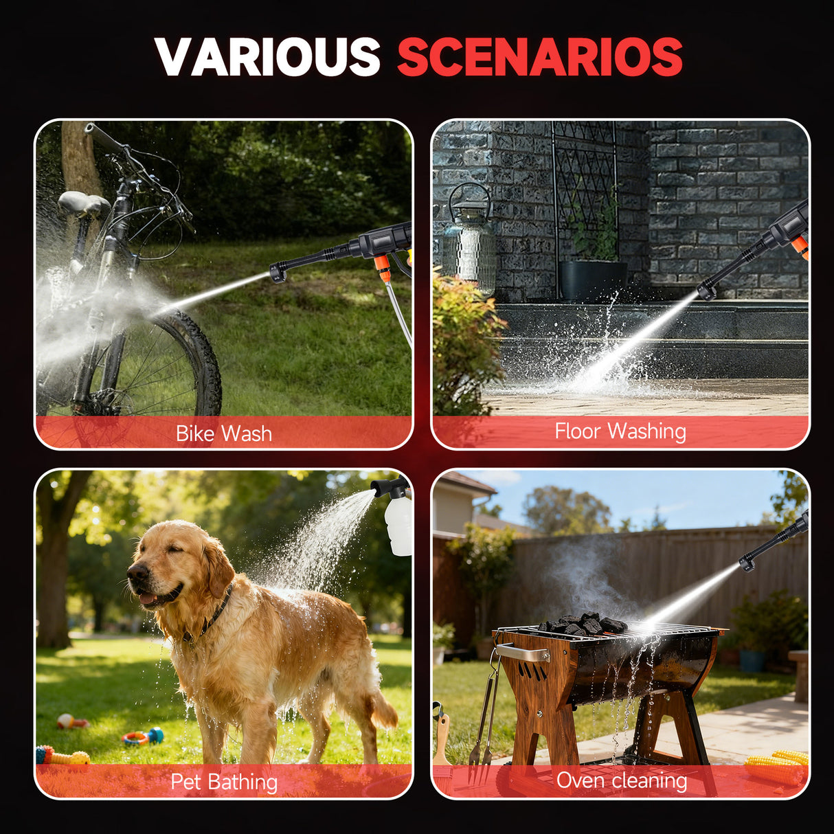 High Power Cordless Pressure Washer with Pure Copper Motor Kit