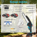 21V 6+8 Inch Cordless Mini Chainsaw with Batteries & Charger