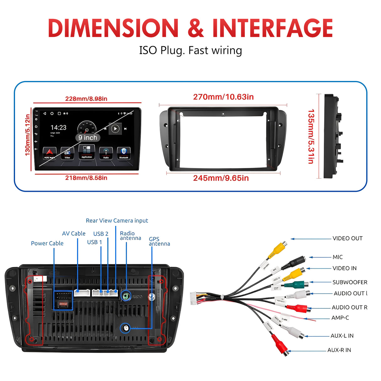 9'' Apple Carplay Android 14 Radio Stereo 1+32GB — SEAT IBIZA 6J 2009-2013