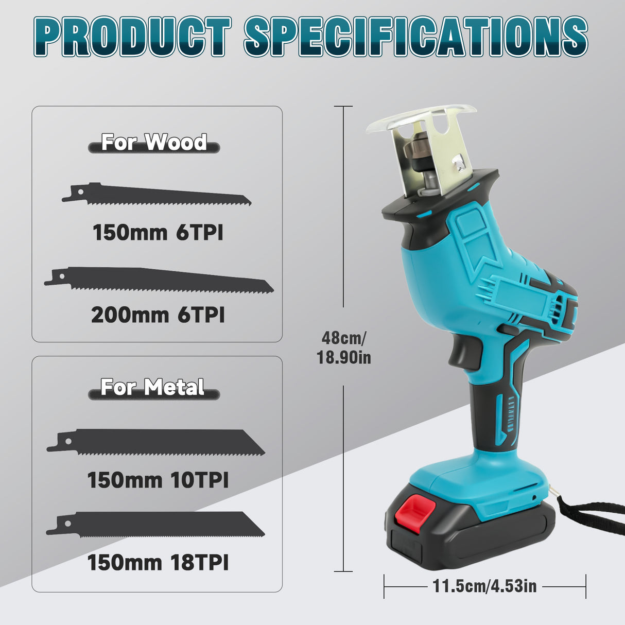 21V Reciprocating Saw Kit with Batteries & Charger & Blades