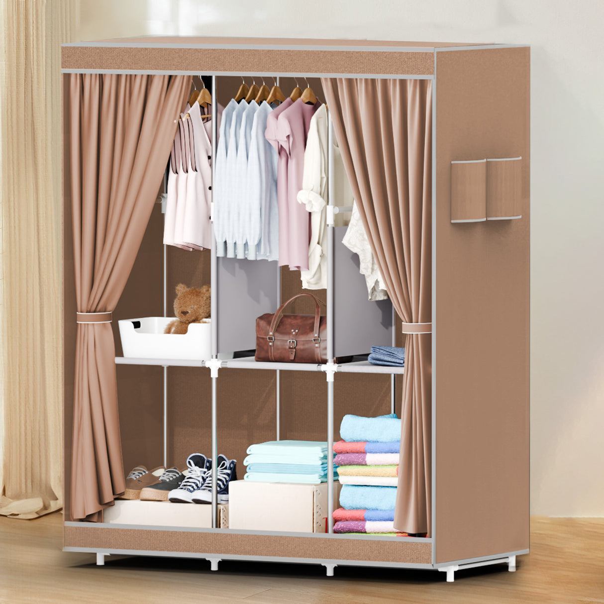 Spacious Fabric Wardrobe Closet Storage Organizer for Bedroom