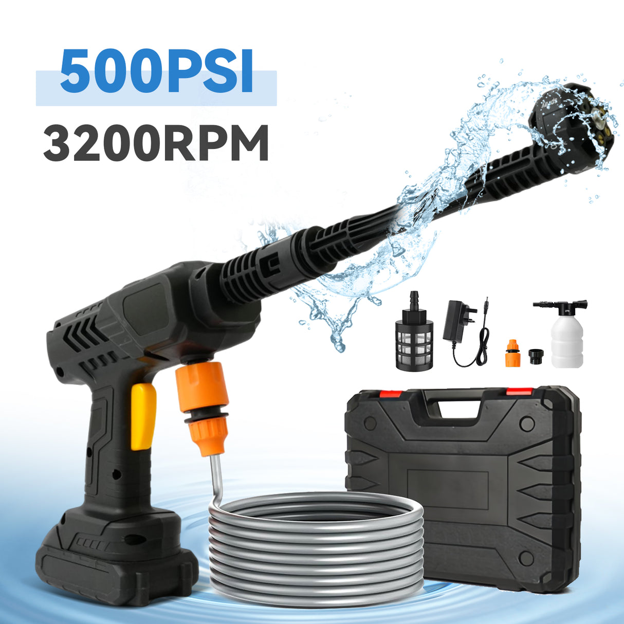 6-in-1 Cordless Pressure Washer with 10m Hose and Battery Kit