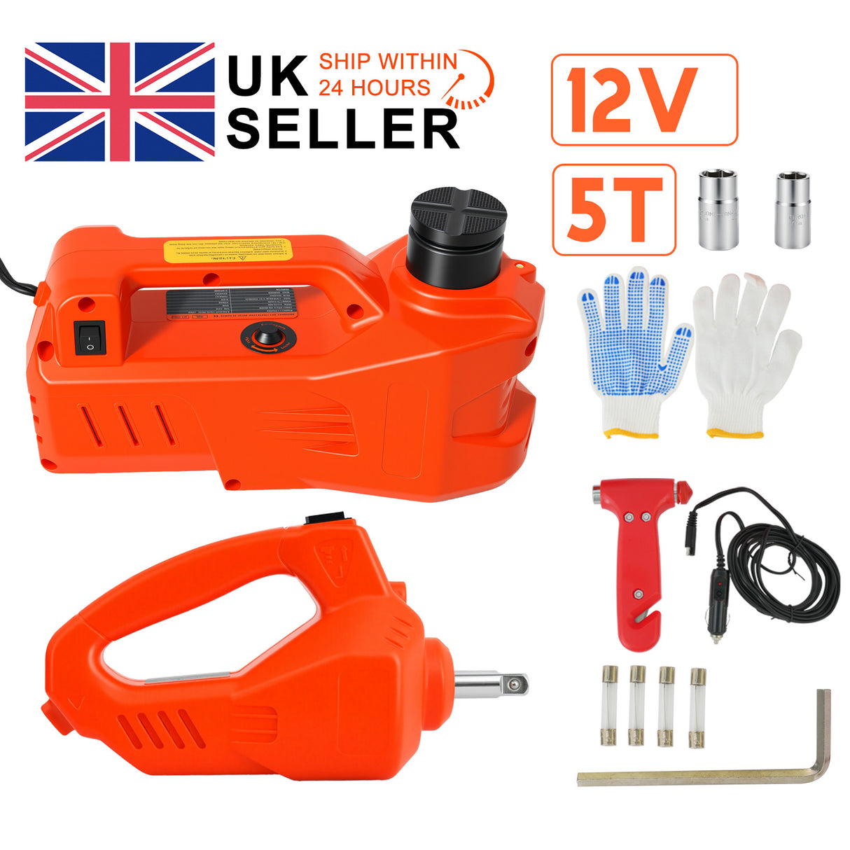 5T Electric Hydraulic Jack with 15–45cm Lifting Range