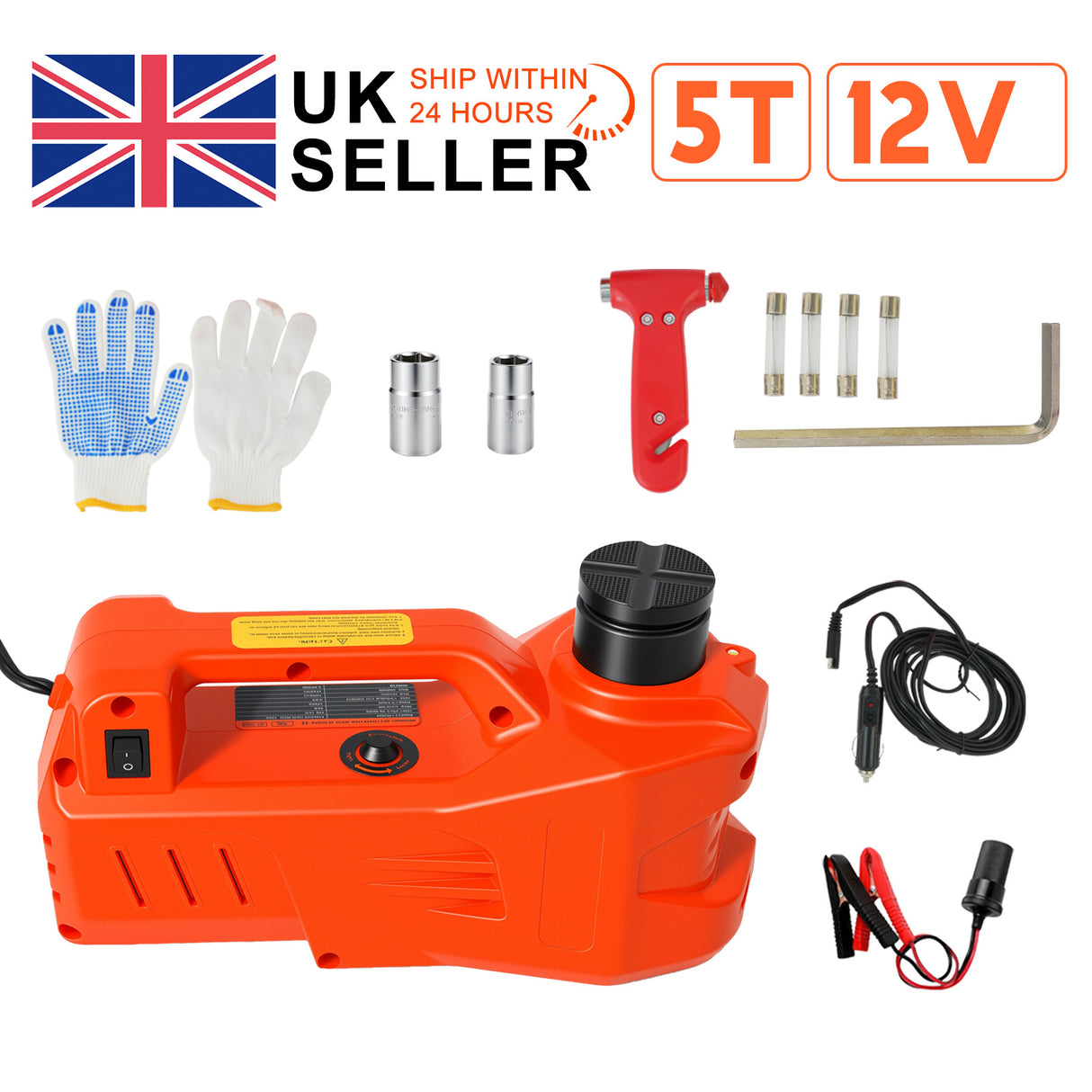 5T Electric Hydraulic Jack with 15–45cm Lifting Range