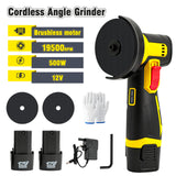 12V Mini Cordless Angle Grinder Kit with Batteries & Charger