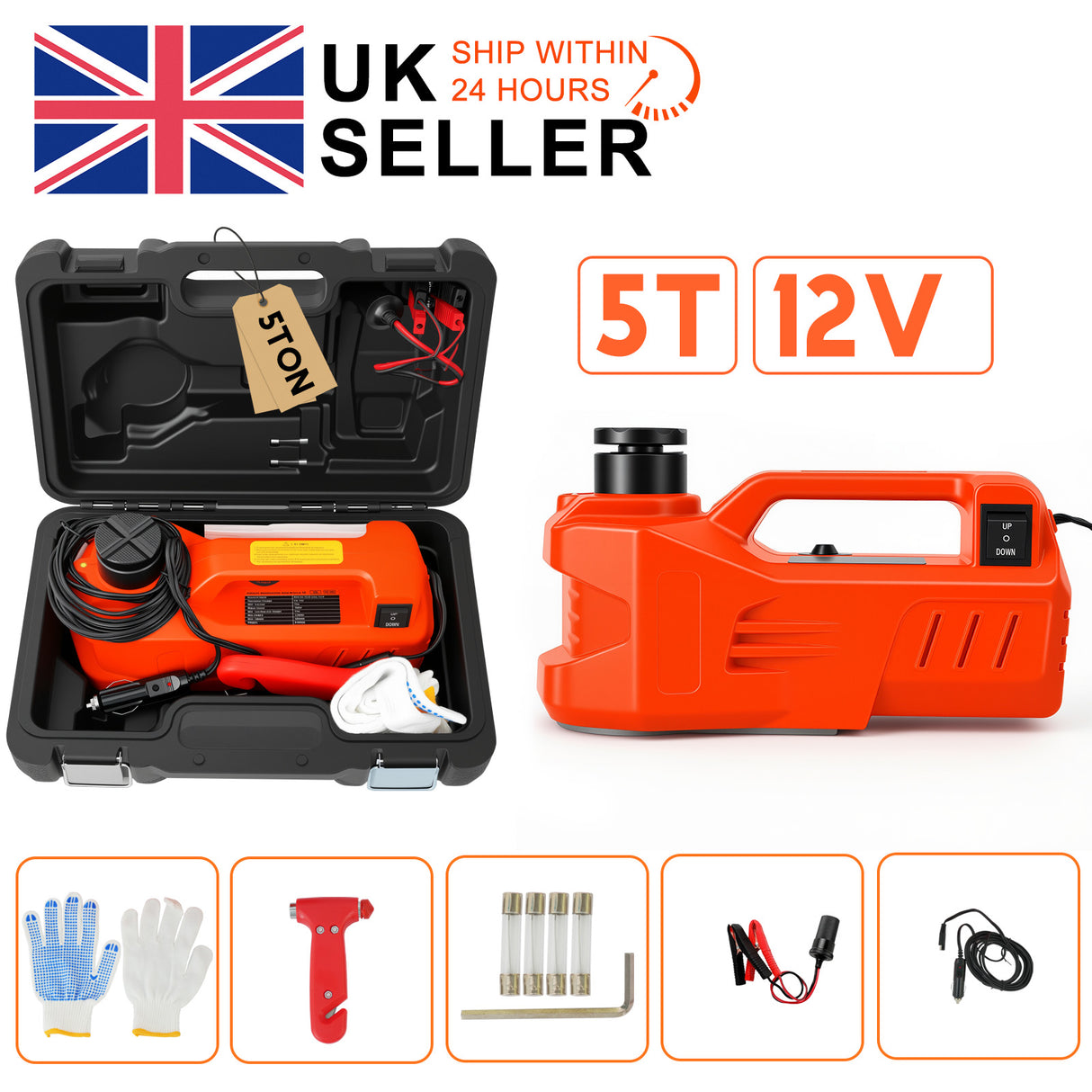 5T Electric Hydraulic Jack with 15–45cm Lifting Range