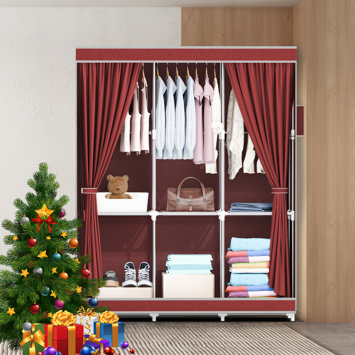Spacious Fabric Wardrobe Closet Storage Organizer for Bedroom