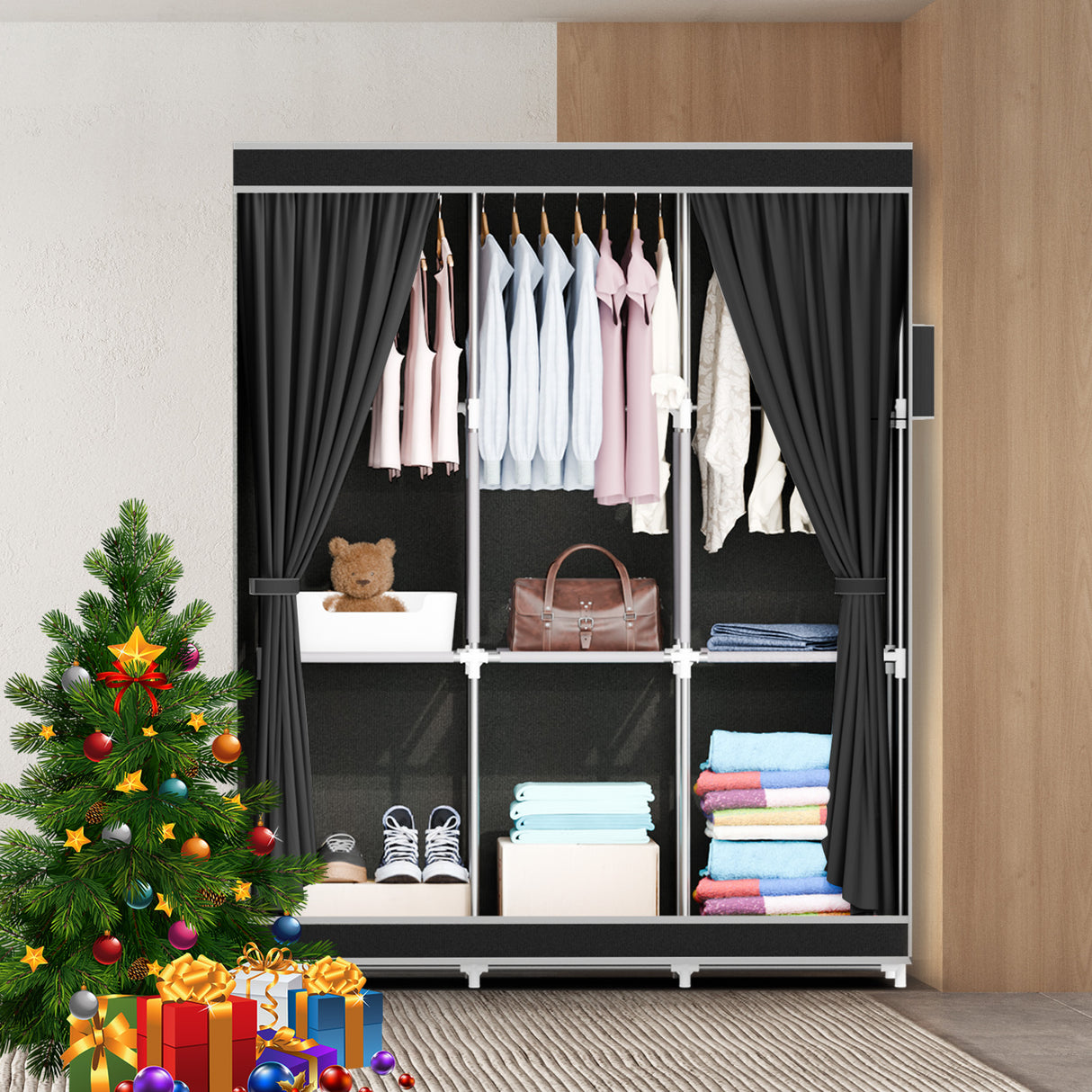 Spacious Fabric Wardrobe Closet Storage Organizer for Bedroom