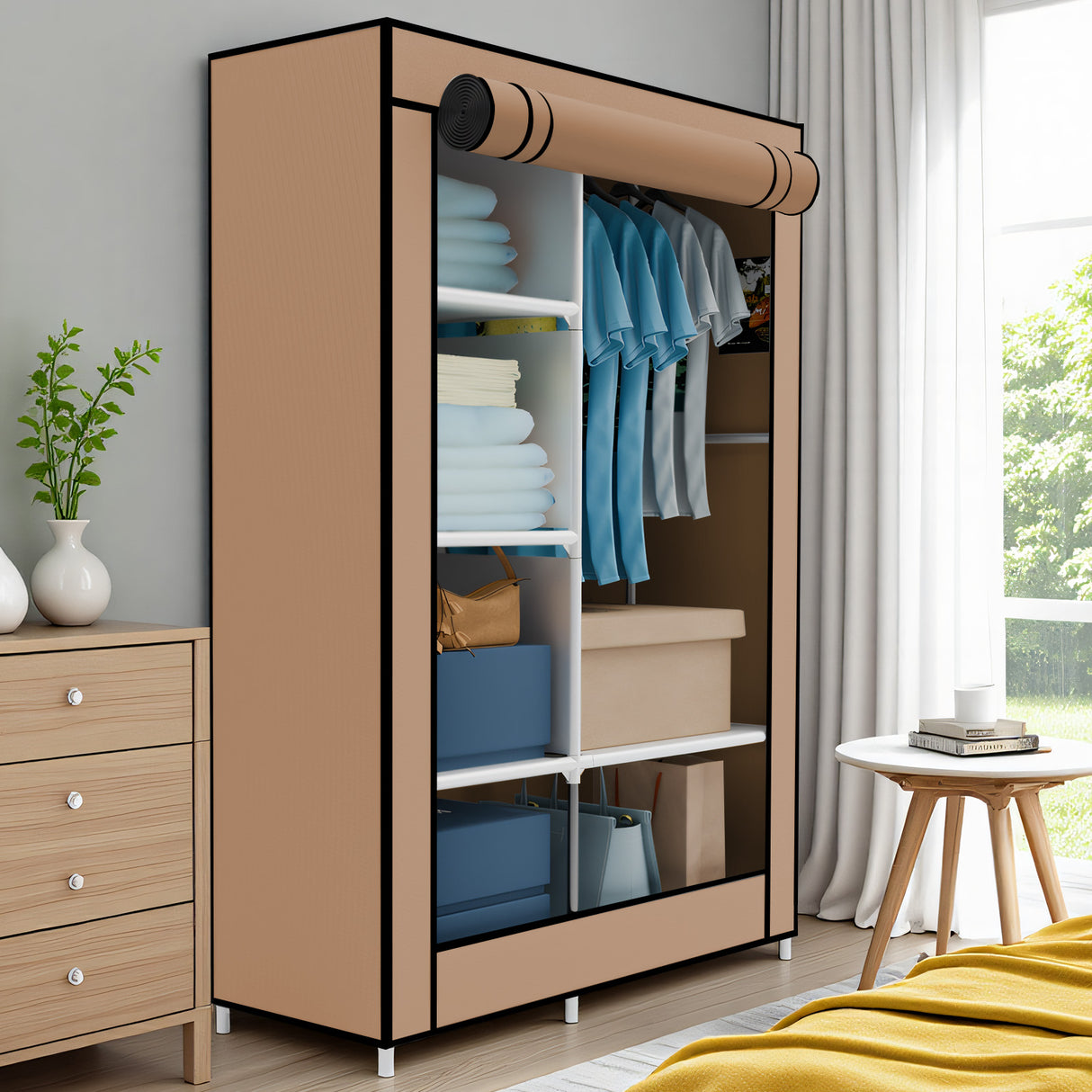 Compact Portable Fabric Wardrobe Closet Storage Organizer for Bedroom