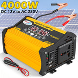 4000W 12V to 220V Car Power Inverter with 1 AC & 2 USB-A