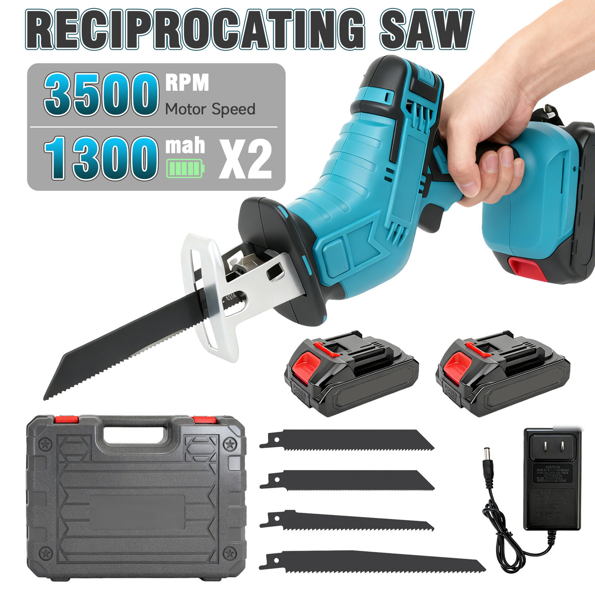 21V Reciprocating Saw Kit with Batteries & Charger & Blades