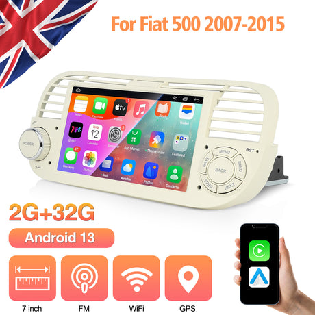 7'' Apple Carplay Android 13 Radio Stereo 2+32G — Fiat 500 2007-2015 (4)
